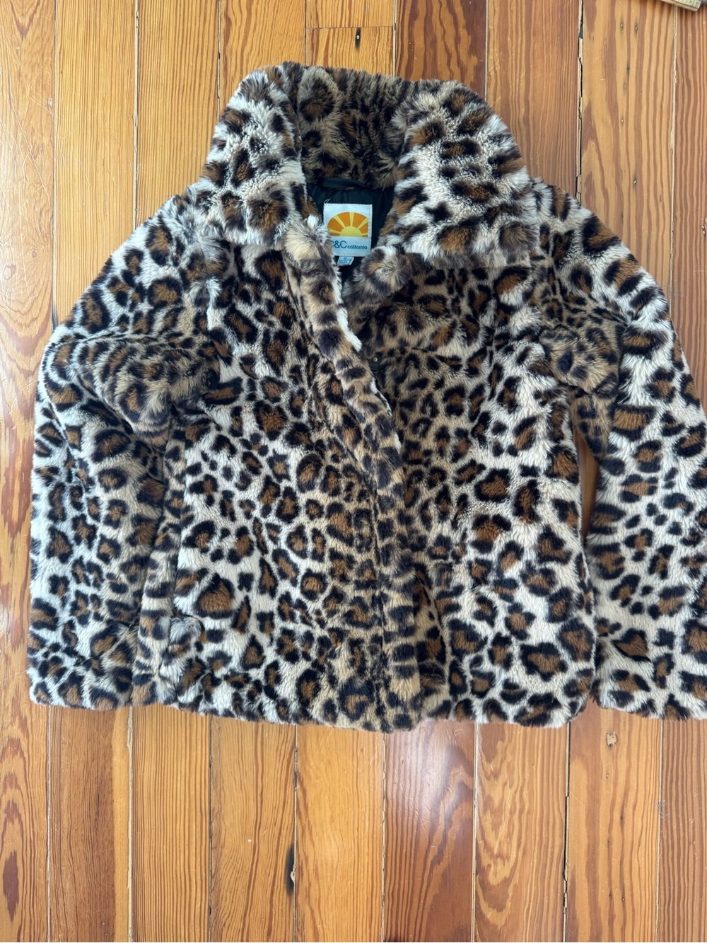 C&C California Kids Faux Fur Leopard Print Jacket